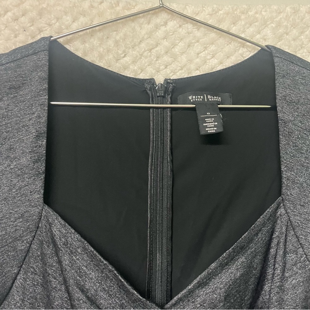 White House Black Market Sheath Dress Half Sleeve Elegant Gray Womens Sz 12 - Picture 5 of 10